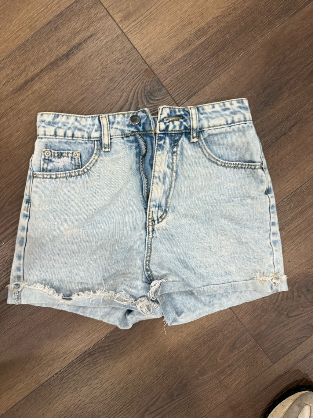 Shein Light Blue High-Rise Distressed Denim Shorts